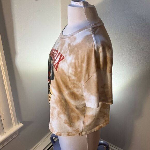 Jimi Hendrix Tiedye Cropped Graphic Tshirt, Tan, Large - Picture 2 of 8